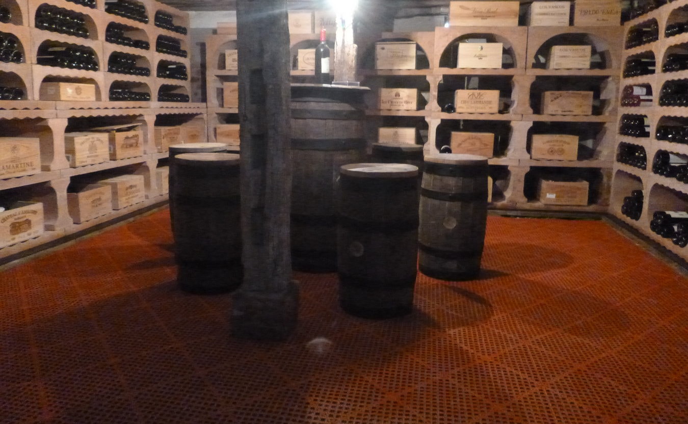 Anti-slip tiles installed in a wine cellar